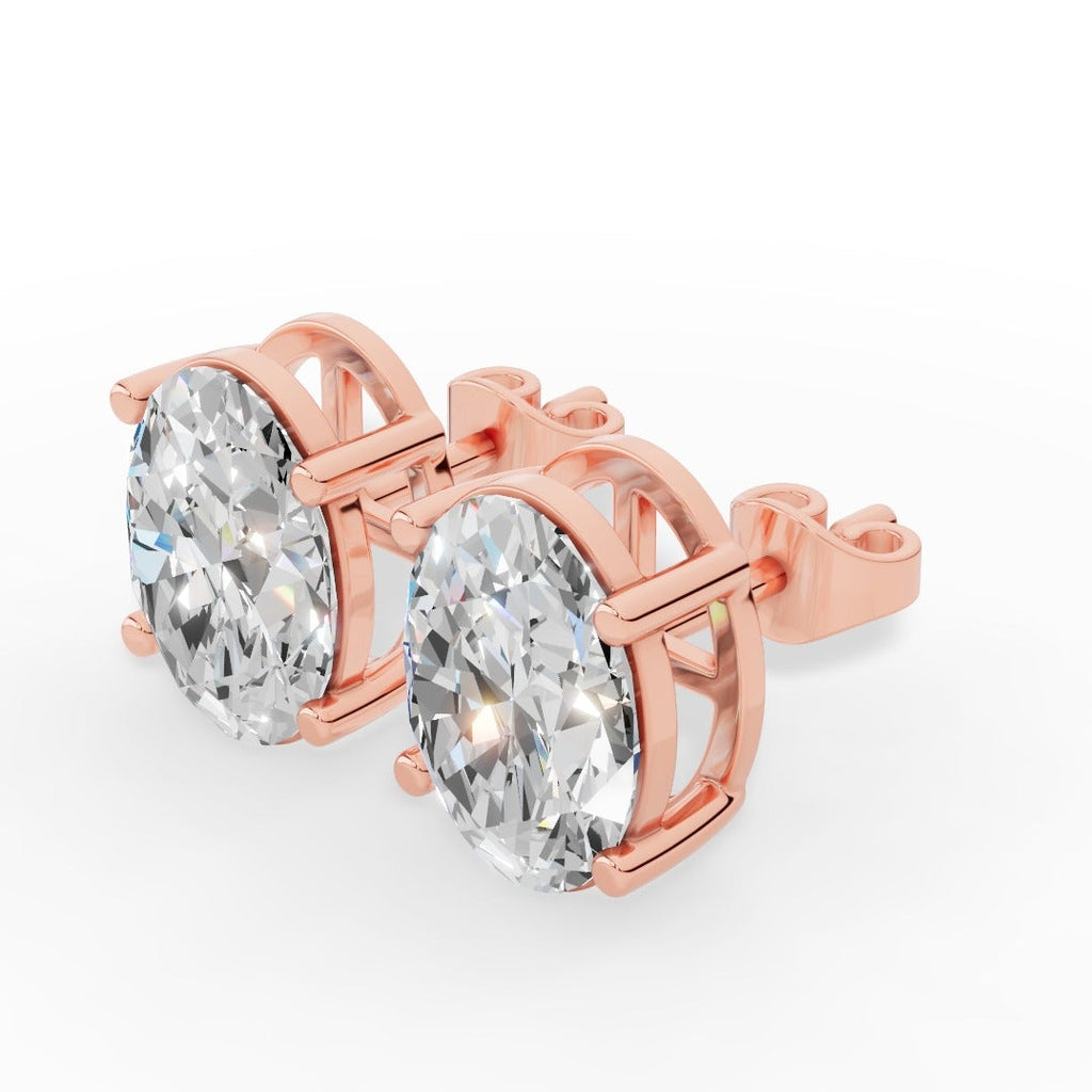 Oval Cut Solitaire Lab-Grown Diamond Stud Earrings 18k rose gold
