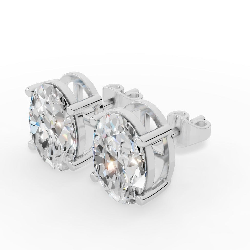 Oval Cut Solitaire Lab-Grown Diamond Stud Earrings 18k white gold