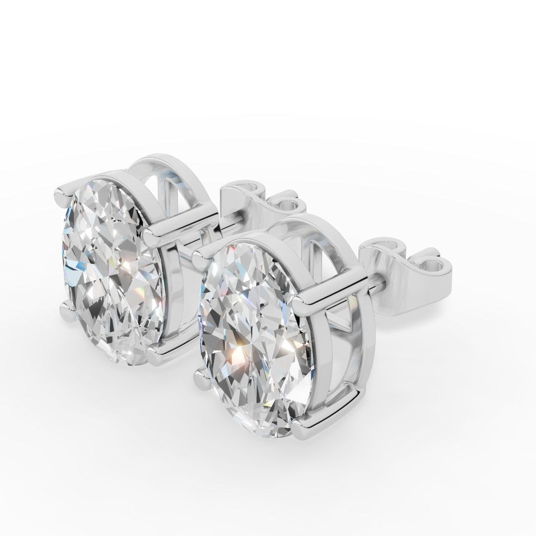 Oval Cut Solitaire Lab-Grown Diamond Stud Earrings 18k white gold