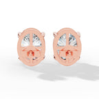 Oval Cut Solitaire Lab-Grown Diamond Stud Earrings rose gold back