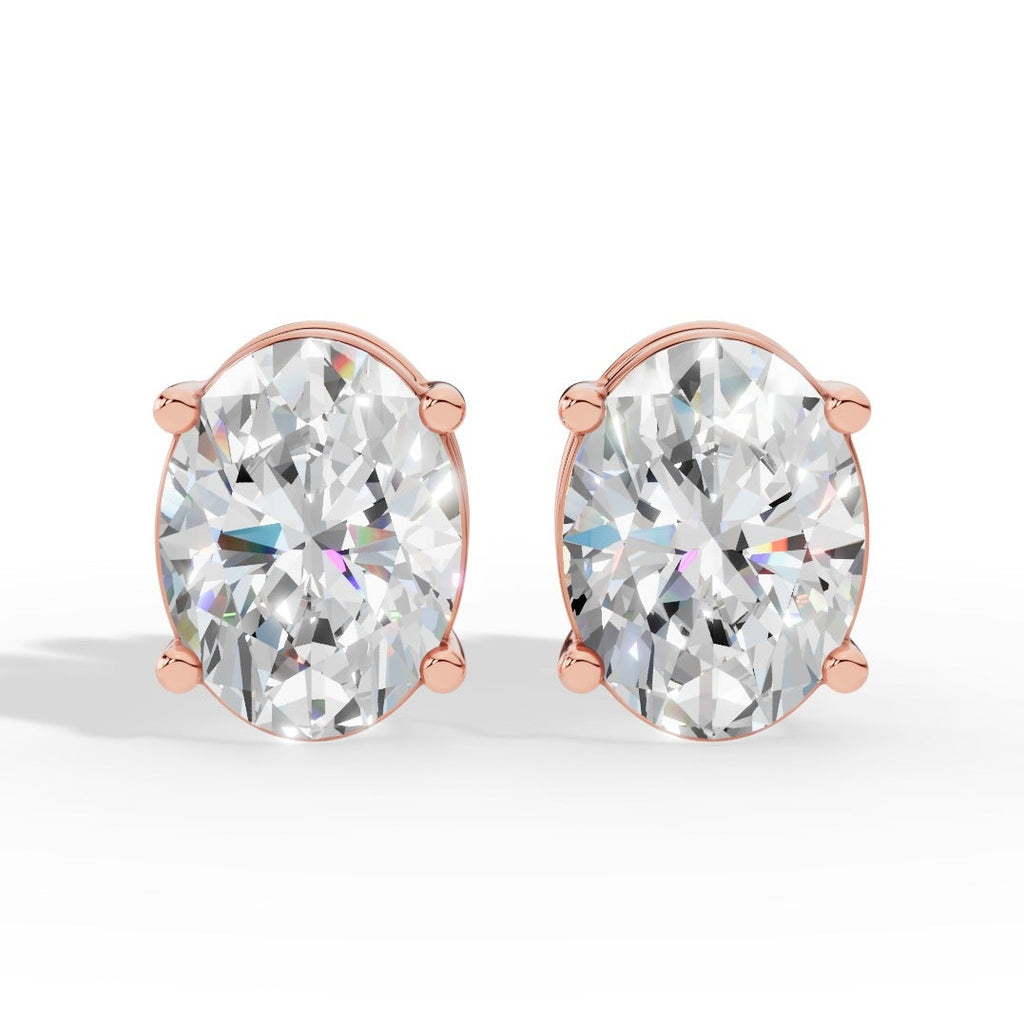Oval Cut Solitaire Lab-Grown Diamond Stud Earrings rose gold
