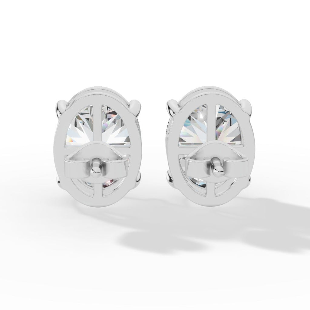 Oval Cut Solitaire Lab-Grown Diamond Stud Earrings white gold back
