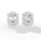 Oval Cut Solitaire Lab-Grown Diamond Stud Earrings white gold back