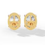Oval Cut Solitaire Lab-Grown Diamond Stud Earrings yellow gold back