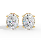 Oval Cut Solitaire Lab-Grown Diamond Stud Earrings yellow gold