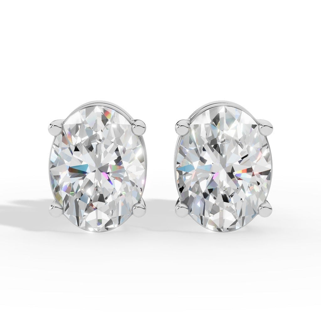 Oval Cut Solitaire Lab-Grown Diamond Stud Earrings