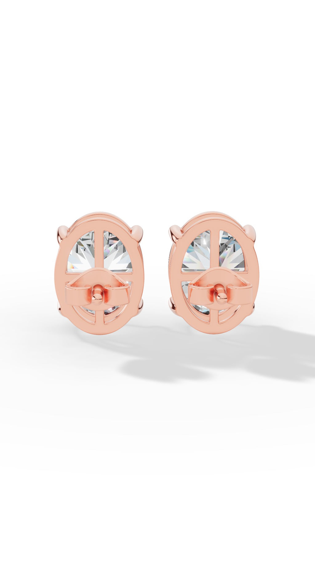 Oval Cut Solitaire Stud Earrings 10K Rose Gold 2.0 CTW