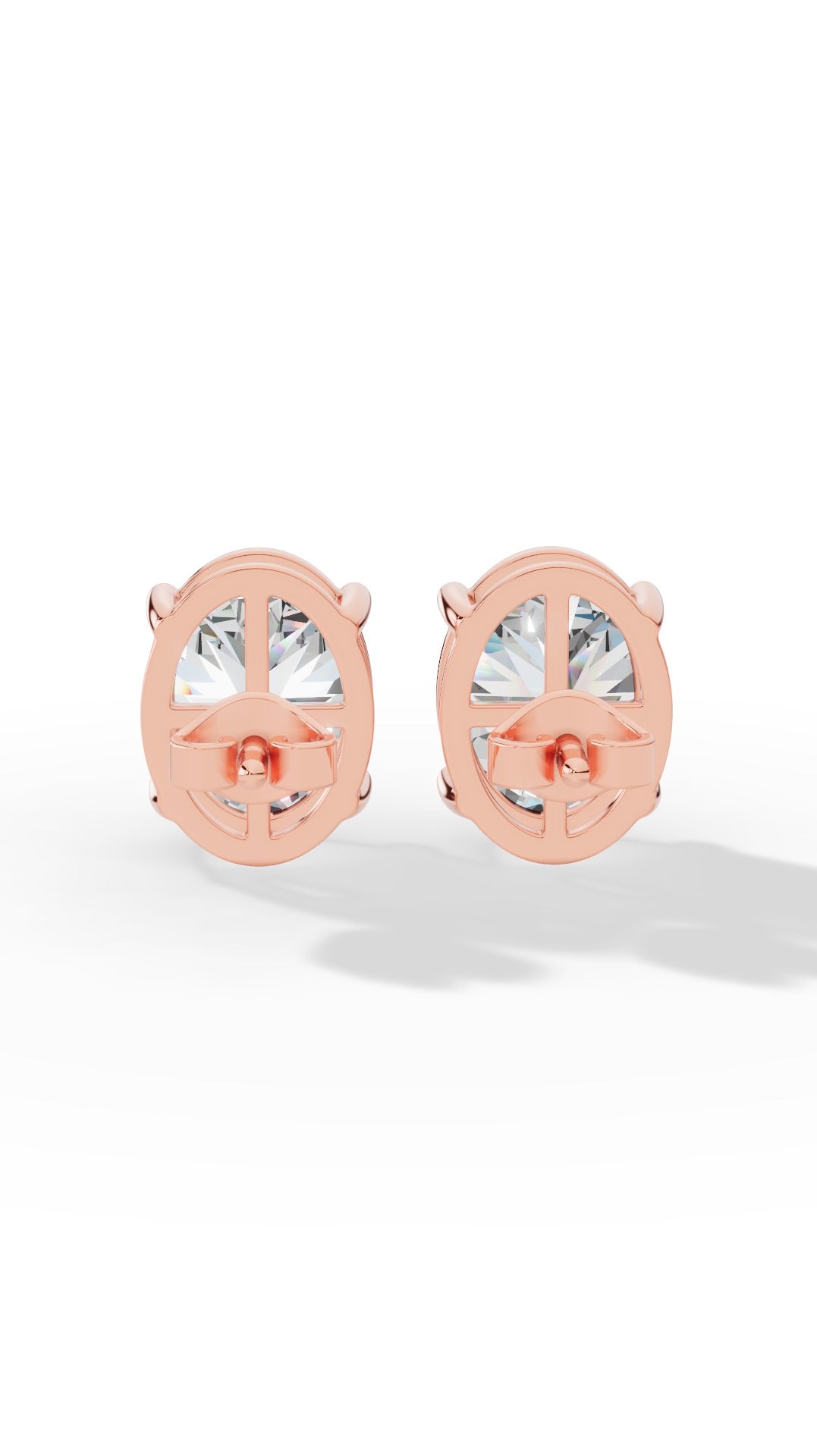 Oval Cut Solitaire Stud Earrings 10K Rose Gold 2.0 CTW