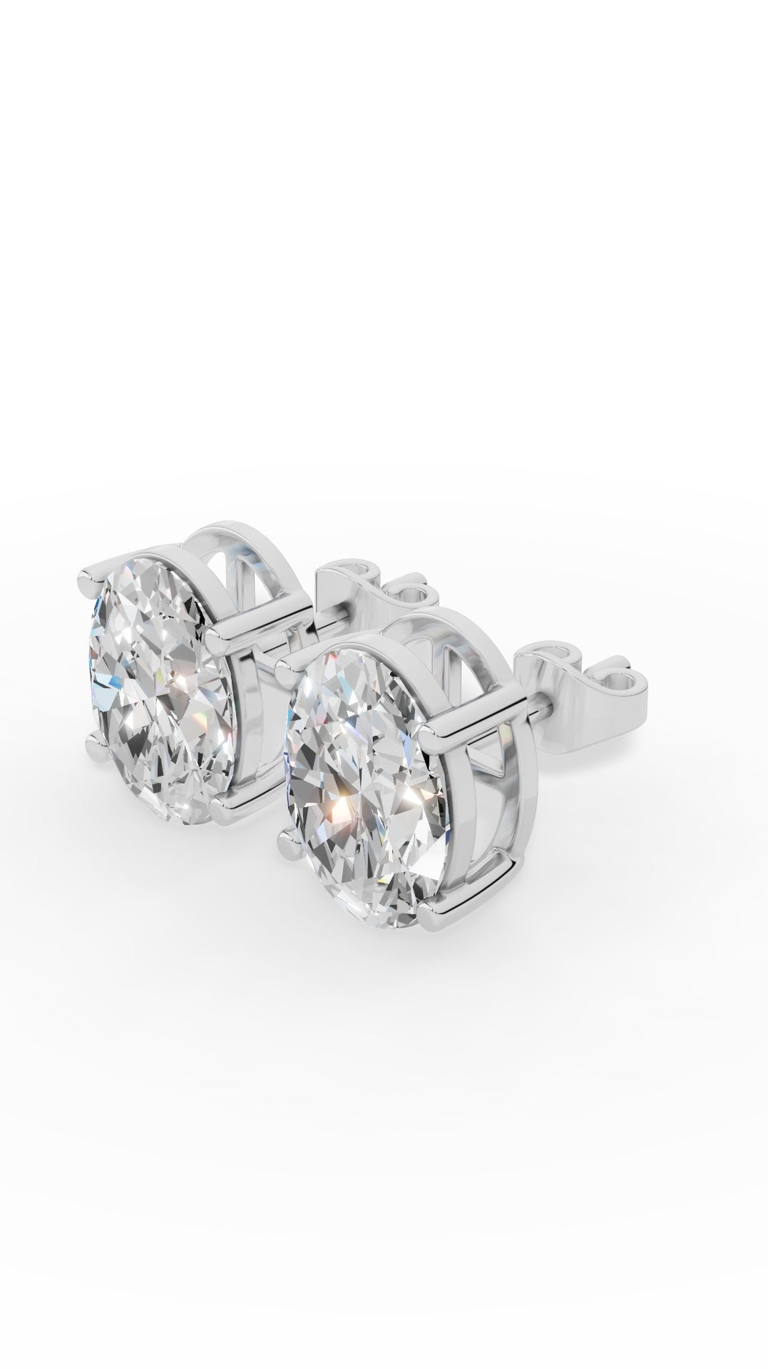 Oval Cut Solitaire Stud Earrings 10K White Gold 2.0 CTW