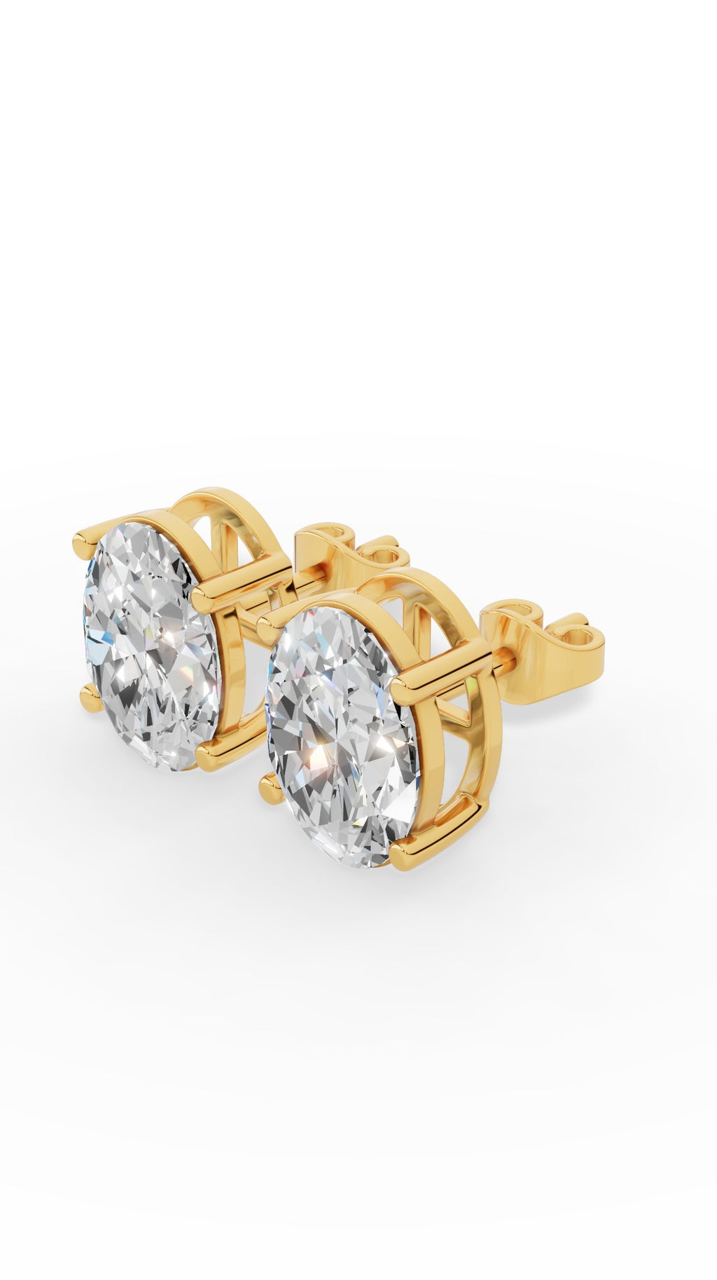 Oval Cut Solitaire Stud Earrings 10K Yellow Gold 2.0 CTW