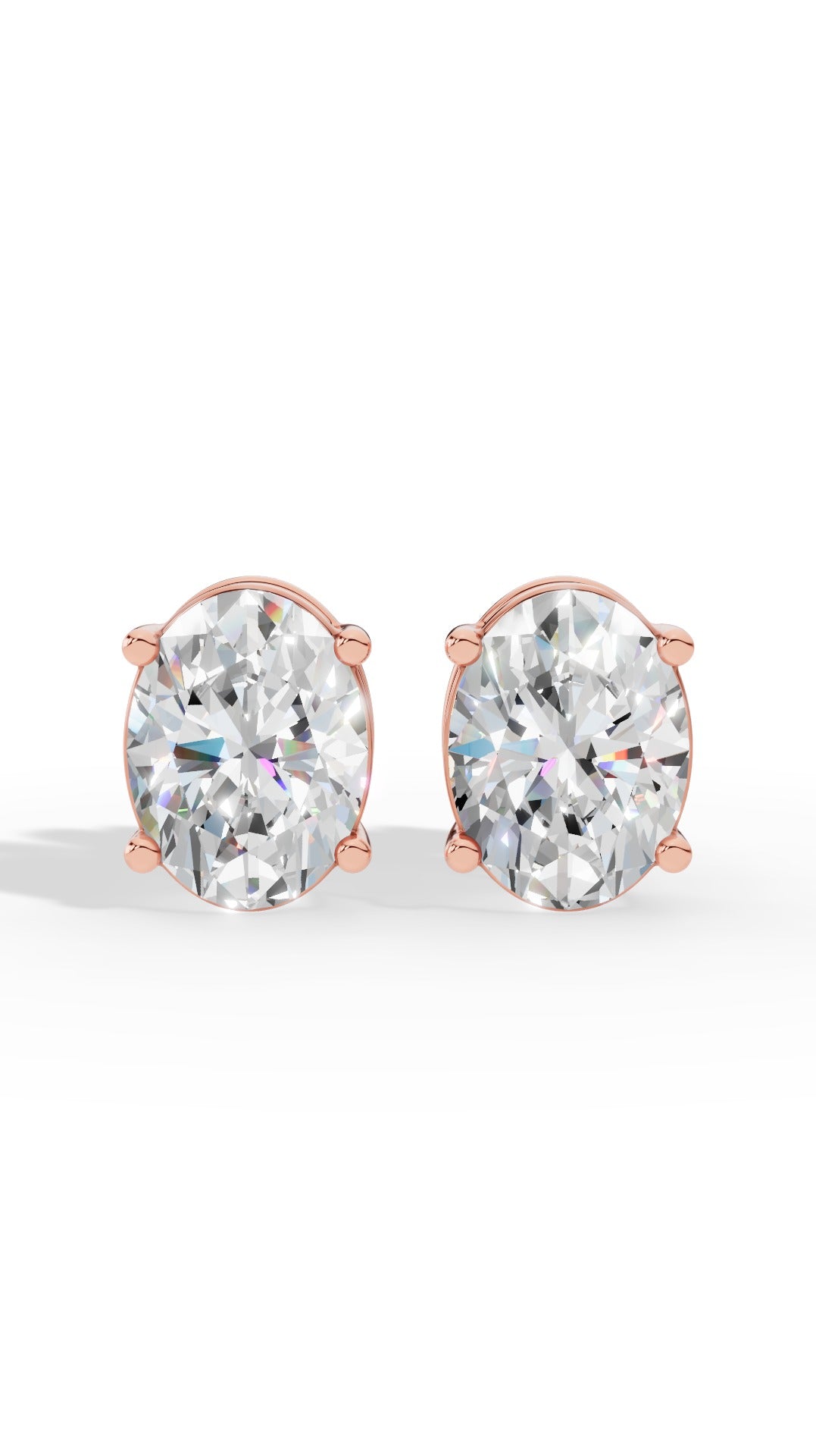 Oval Cut Solitaire Stud Earrings 14K Rose Gold 2.0 CTW
