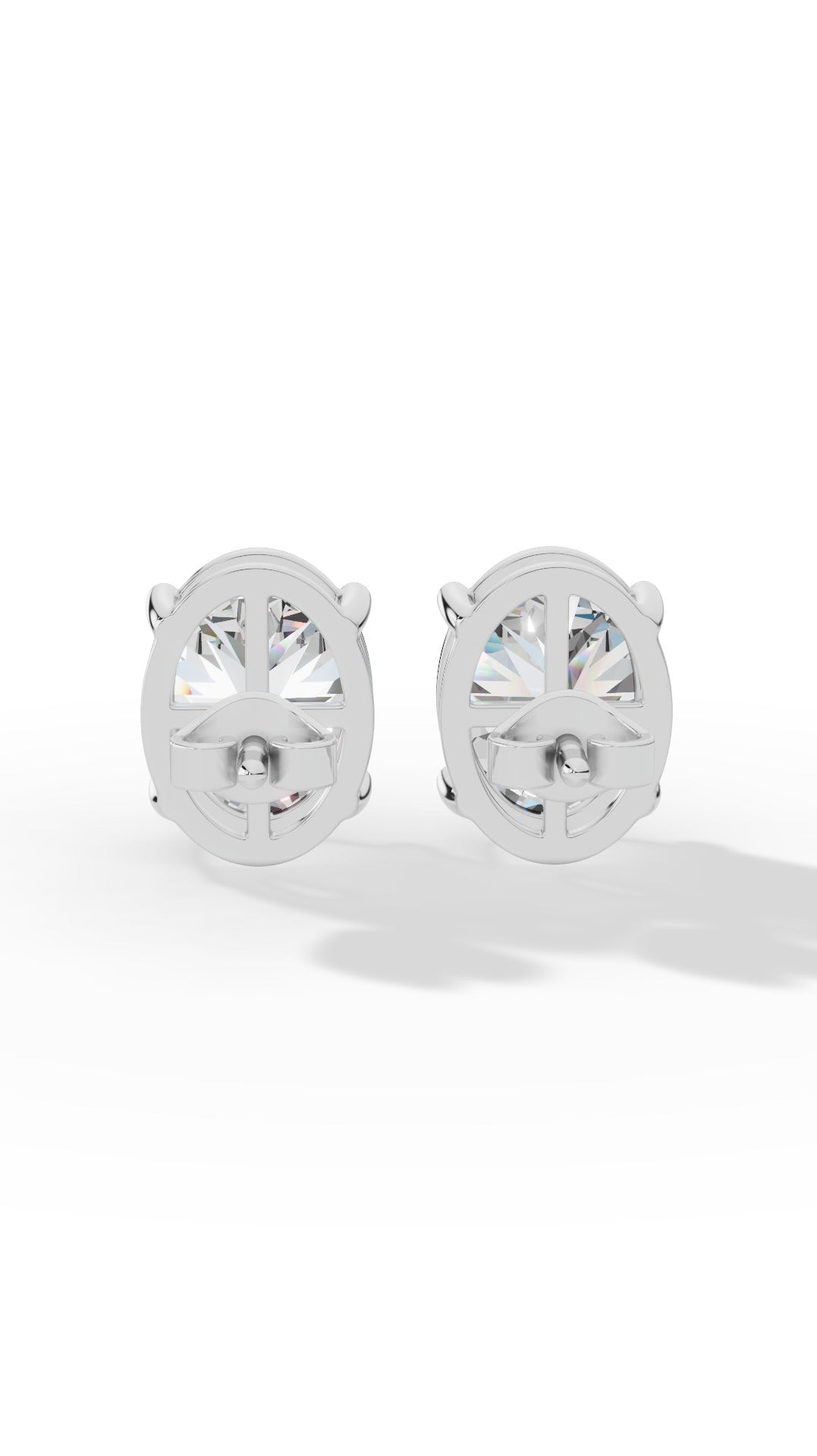 Oval Cut Solitaire Stud Earrings 14K White Gold 2.0 CTW