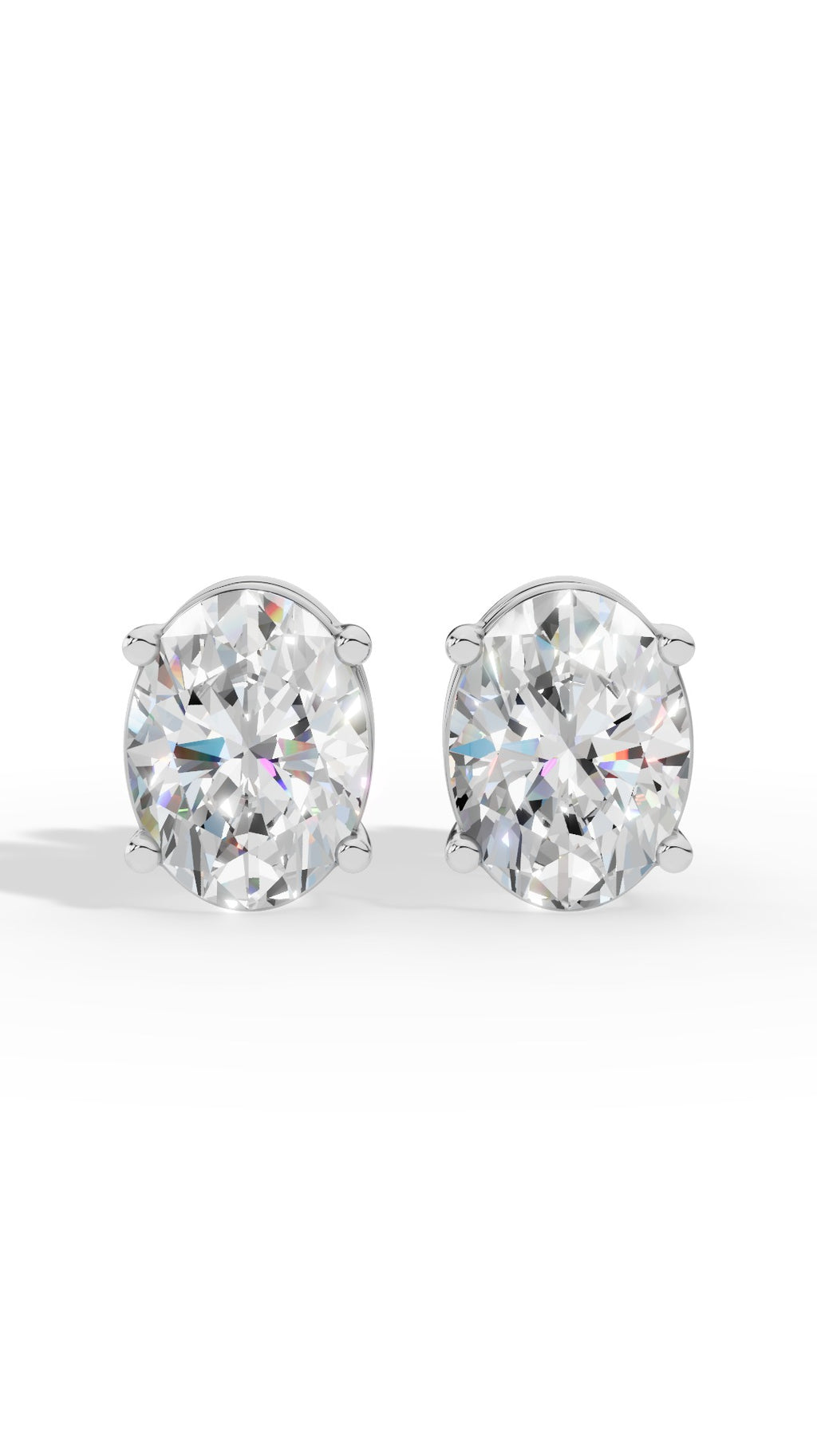 Oval Cut Solitaire Stud Earrings 14K White Gold 2.0 CTW