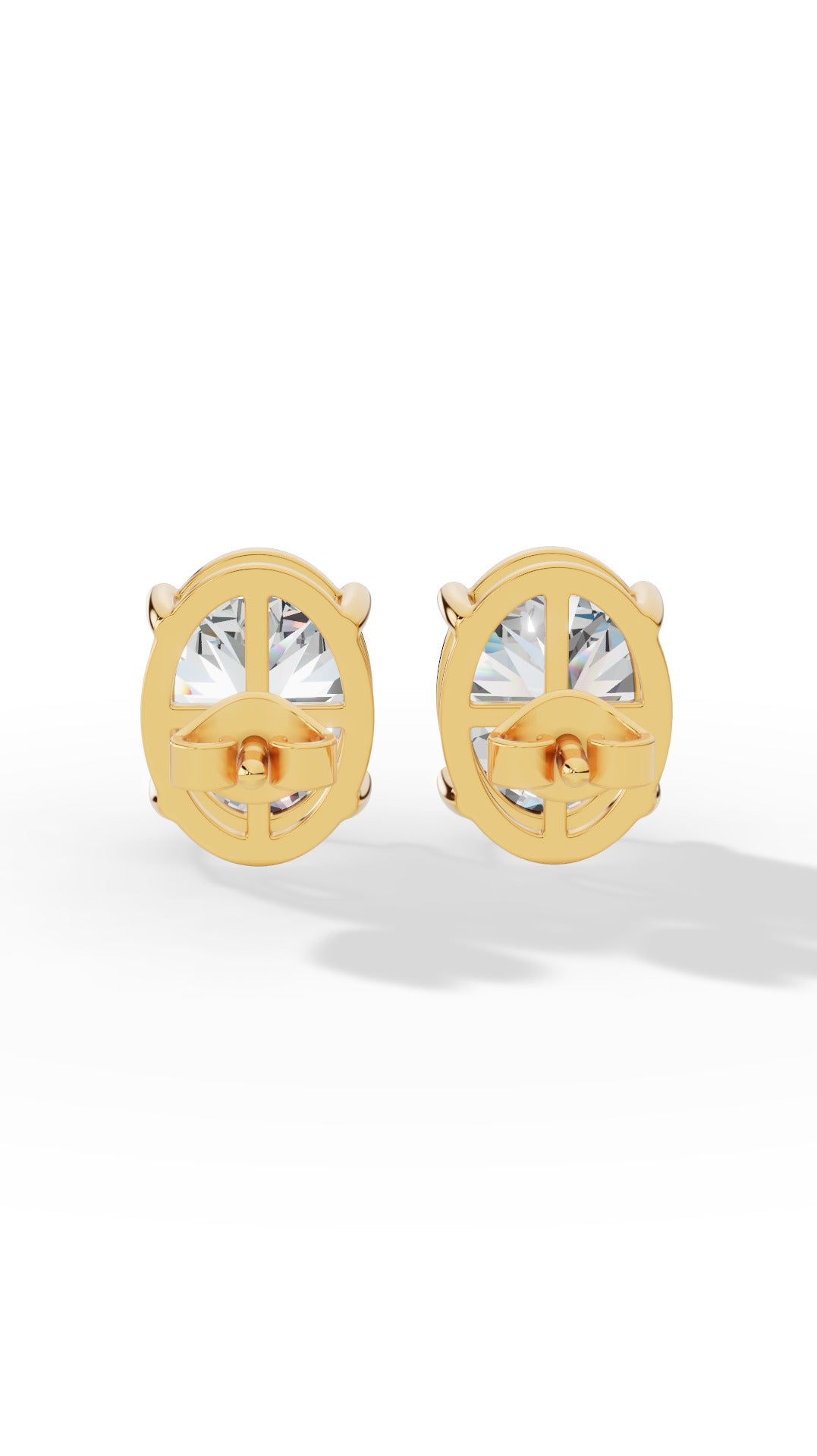 Oval Cut Solitaire Stud Earrings 14K Yellow Gold 2.0 CTW