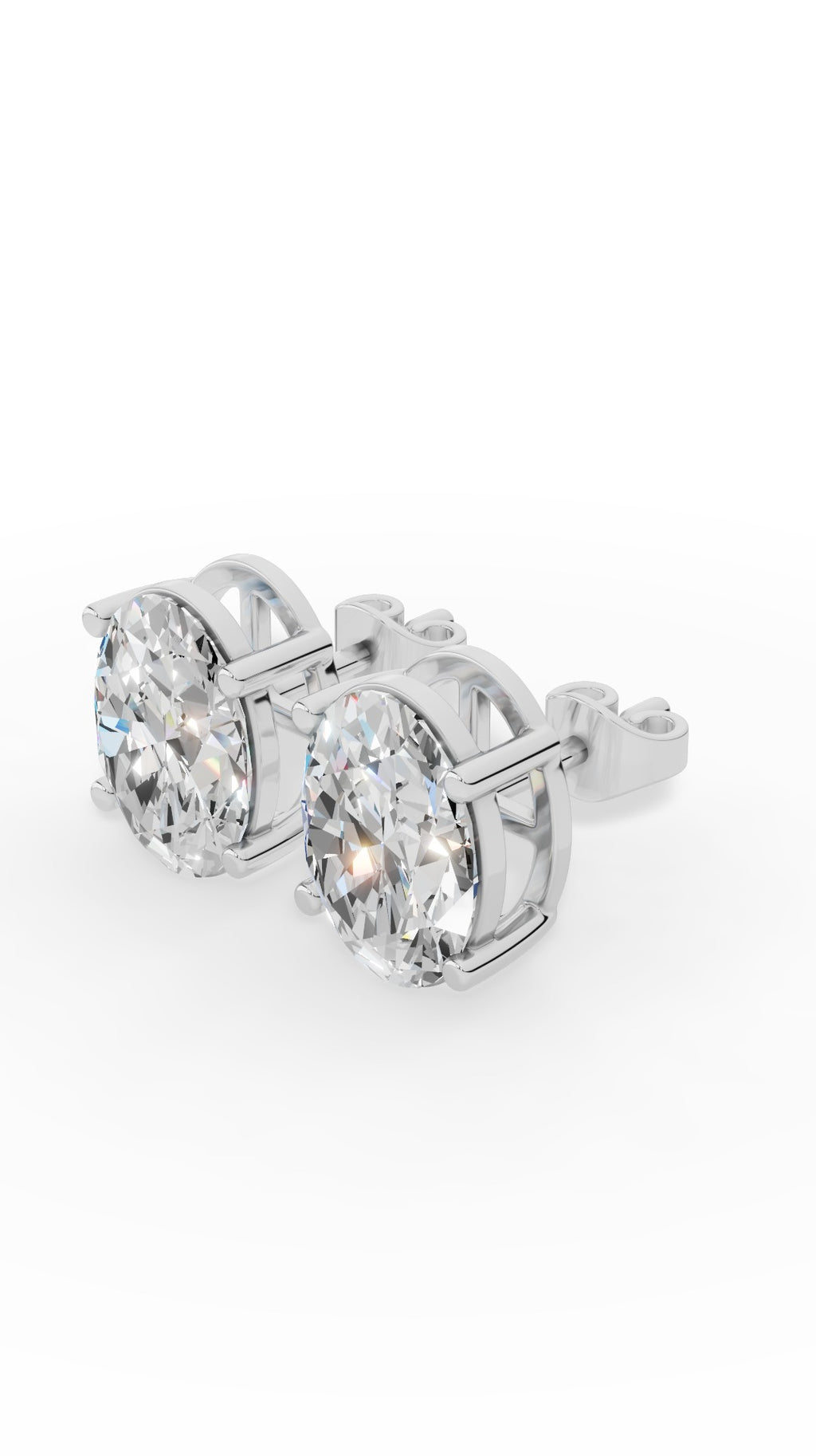 Oval Cut Solitaire Stud Earrings 18K White Gold 2.0 CTW