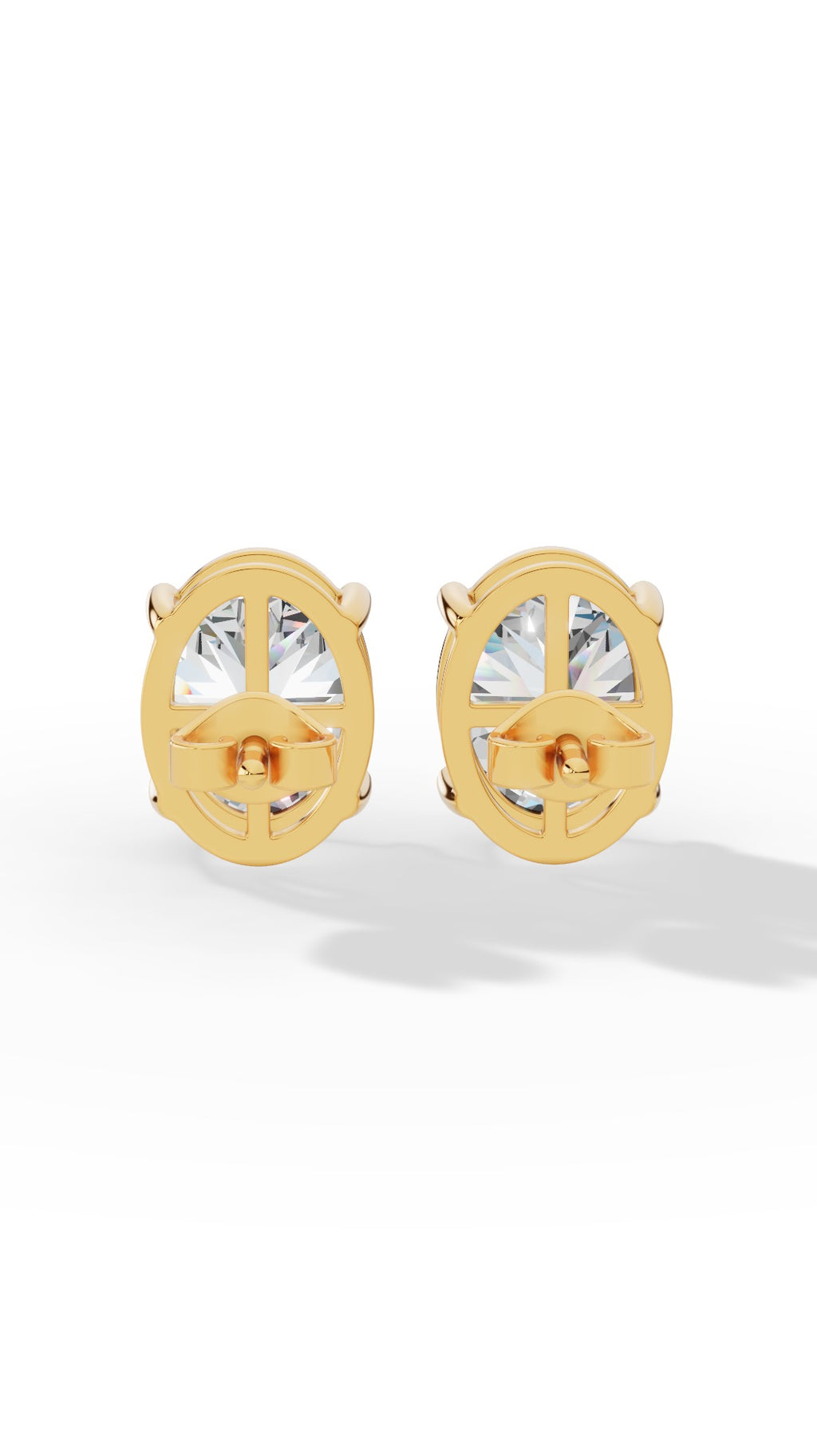 Oval Cut Solitaire Stud Earrings 18K Yellow Gold 2.0 CTW