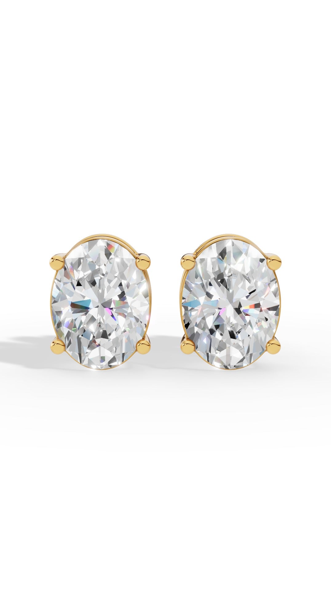 Oval Cut Solitaire Stud Earrings 18K Yellow Gold 2.0 CTW