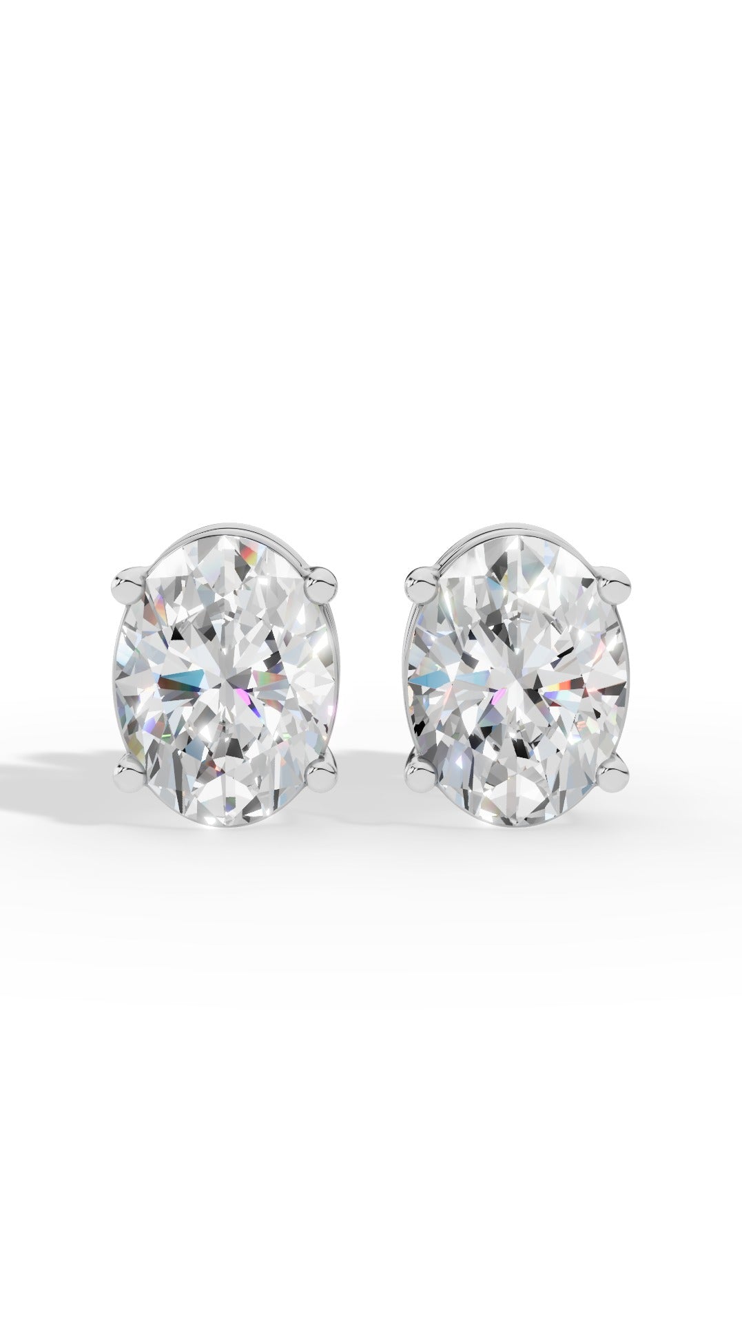 Oval Cut Solitaire Stud Earrings 925 Sterling Silver 2.0 CTW