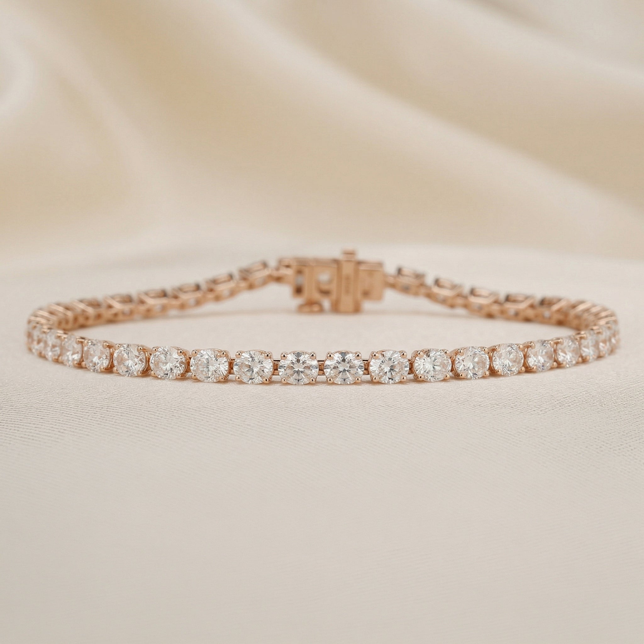 Oval Cut Tennis Bracelet Lab Grown Diamonds 10K Rose Gold 6.2 CTW