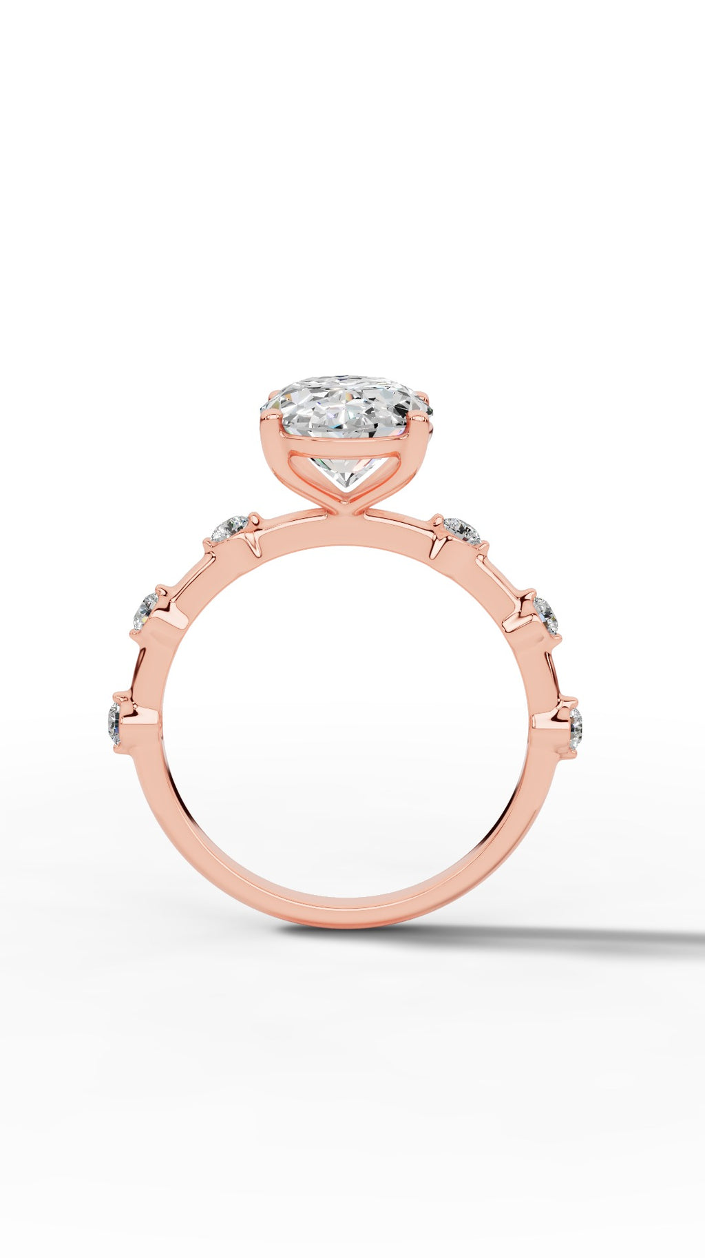 Oval Hidden Halo Ring In Oval & Round Cut Solitaire Lab Grown Diamond