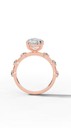 Oval Hidden Halo Ring In Oval & Round Cut Solitaire Lab Grown Diamond