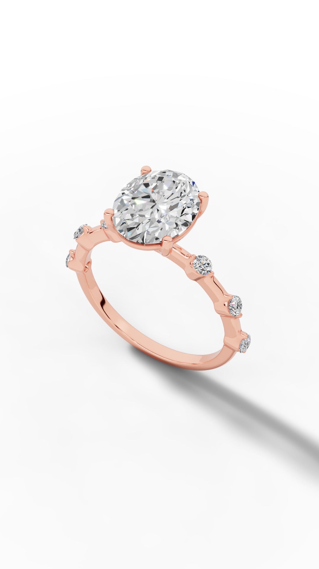 Oval Hidden Halo Ring In Oval & Round Cut Solitaire 10K Rose Gold 2.7 CTW