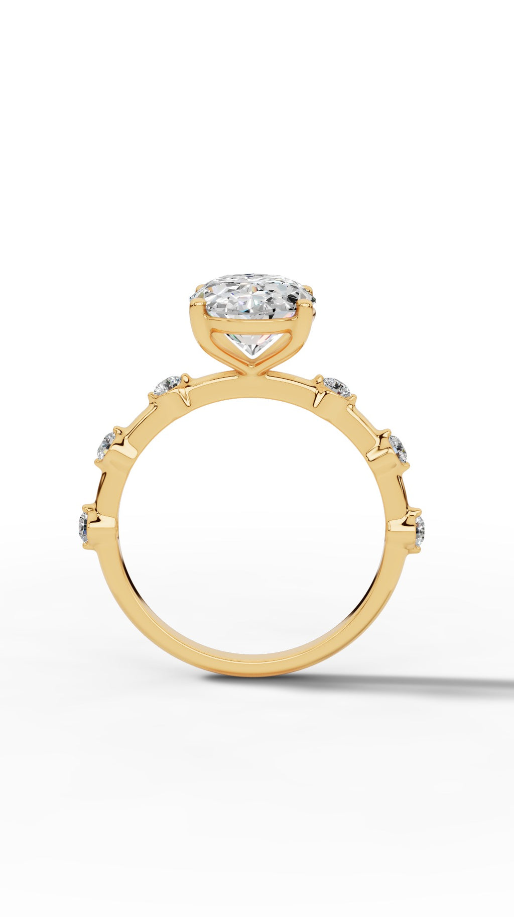 Oval Hidden Halo Ring In Oval & Round Cut Solitaire 10K Yellow Gold 2.7 CTW