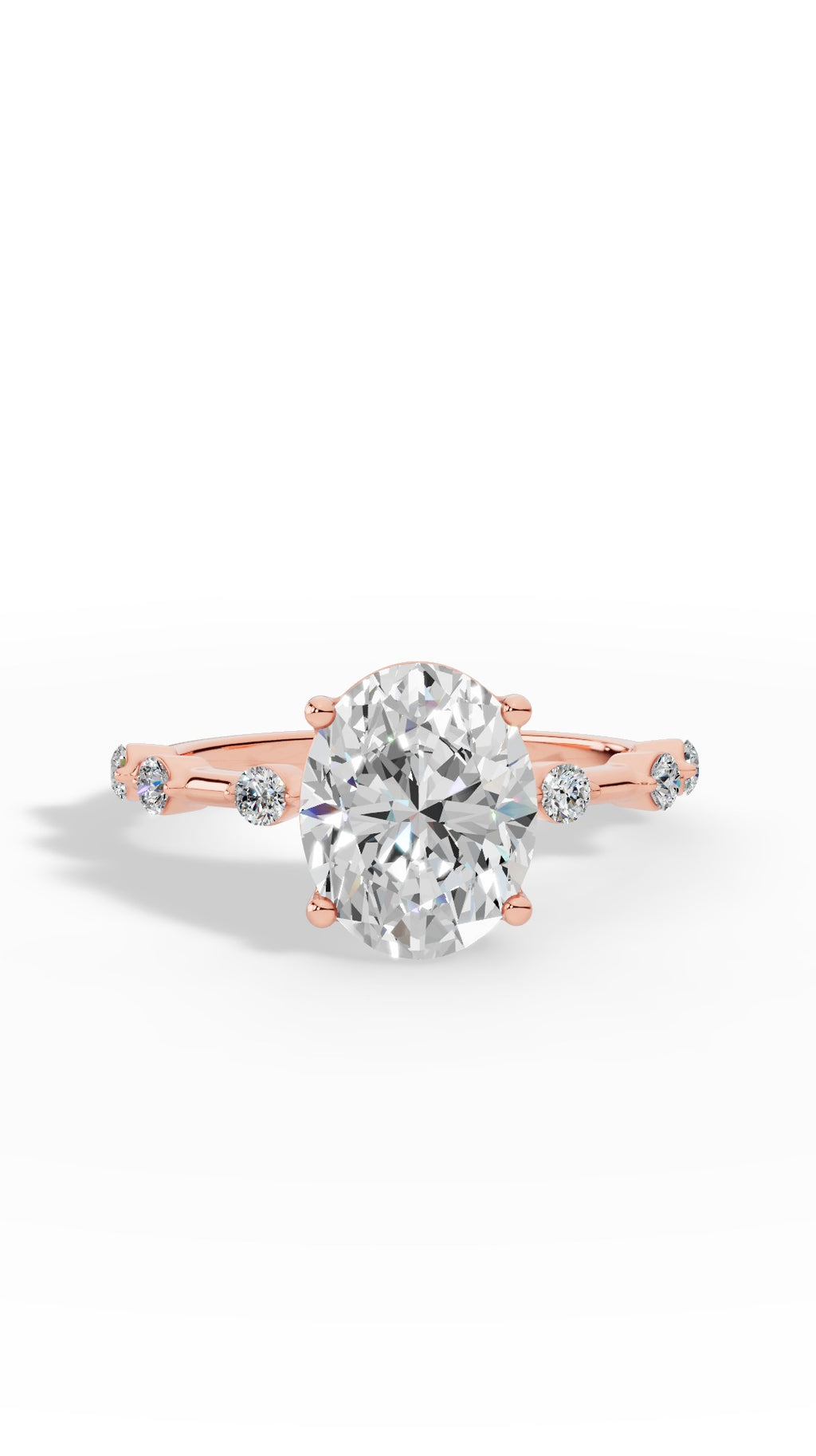 Oval Hidden Halo Ring In Oval & Round Cut Solitaire 14K Rose Gold 2.7 CTW