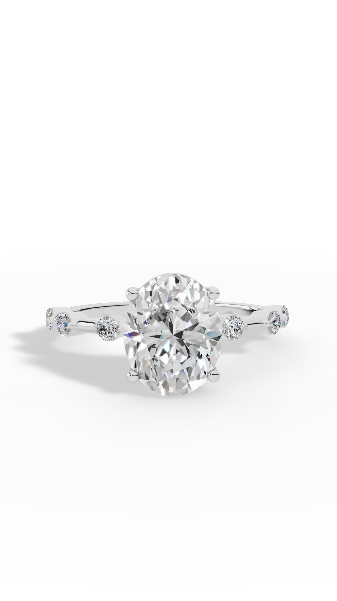 Oval Hidden Halo Ring In Oval & Round Cut Solitaire Lab Grown Diamond