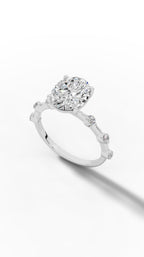 Oval Hidden Halo Ring In Oval & Round Cut Solitaire Lab Grown Diamond