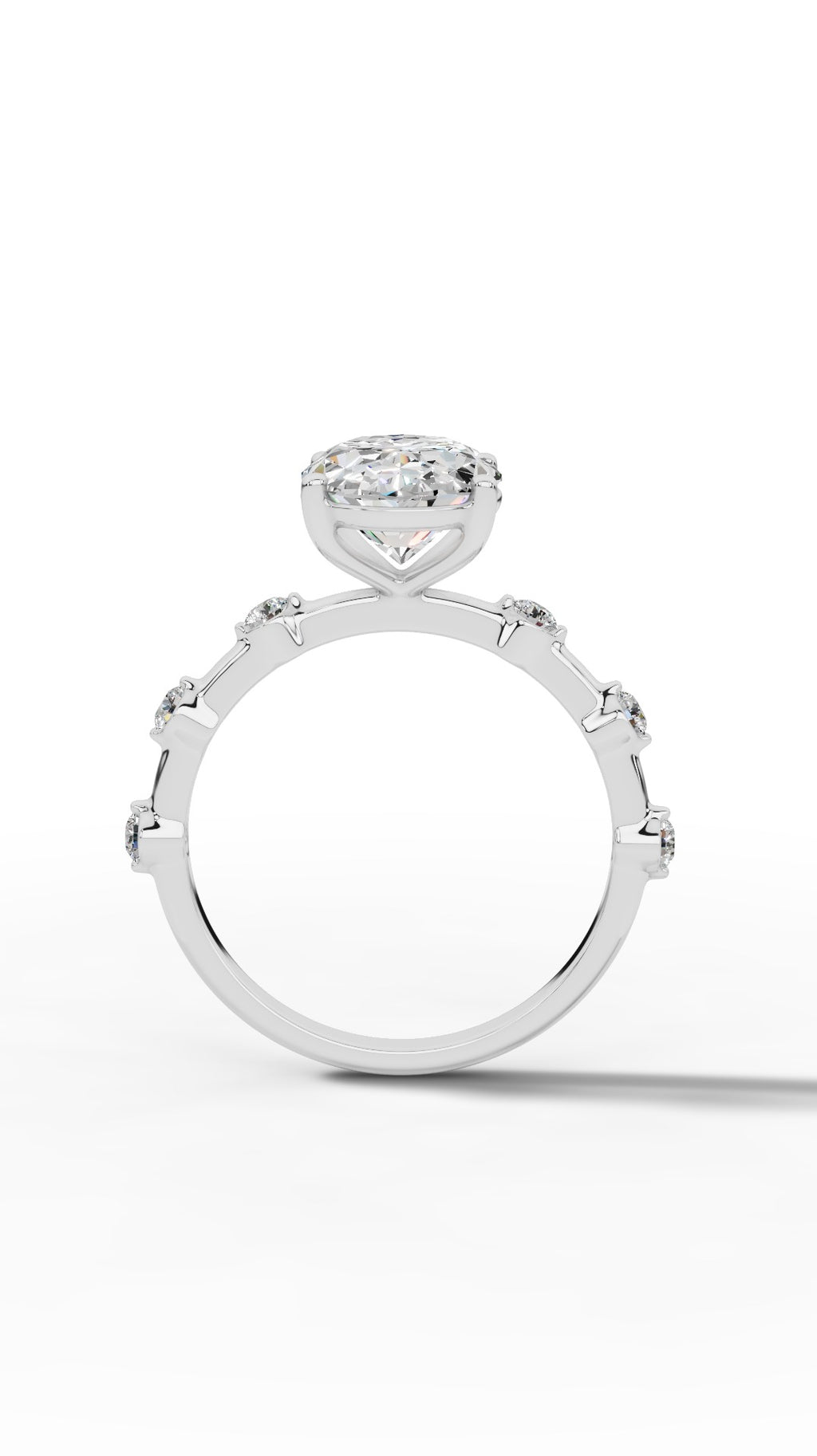 Oval Hidden Halo Ring In Oval & Round Cut Solitaire Lab Grown Diamond