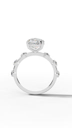 Oval Hidden Halo Ring In Oval & Round Cut Solitaire Lab Grown Diamond