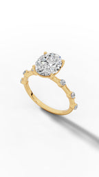 Oval Hidden Halo Ring In Oval & Round Cut Solitaire Lab Grown Diamond
