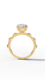 Oval Hidden Halo Ring In Oval & Round Cut Solitaire Lab Grown Diamond
