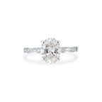 Oval Hidden Halo Ring In Oval & Round Cut Solitaire Lab Grown Diamond