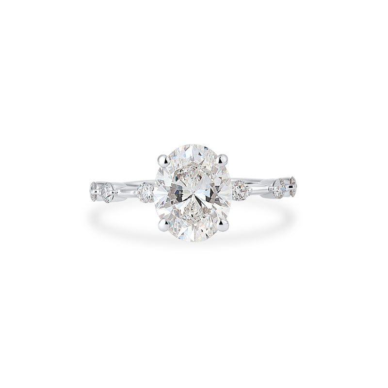 Oval Hidden Halo Ring In Oval & Round Cut Solitaire Lab Grown Diamond