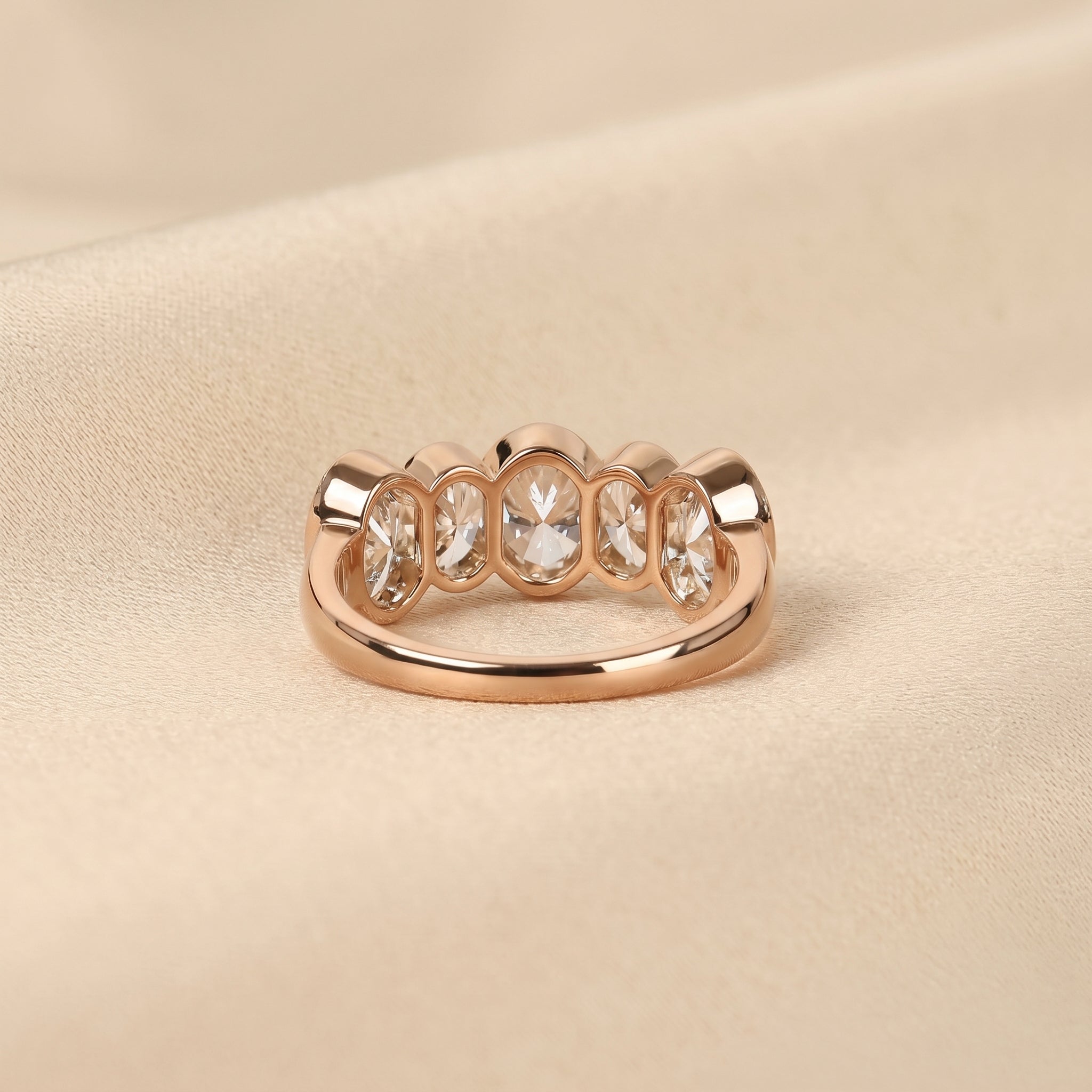 Oval Lab Grown Diamond Bezel Band in 10K Rose Gold 3.35 CTW
