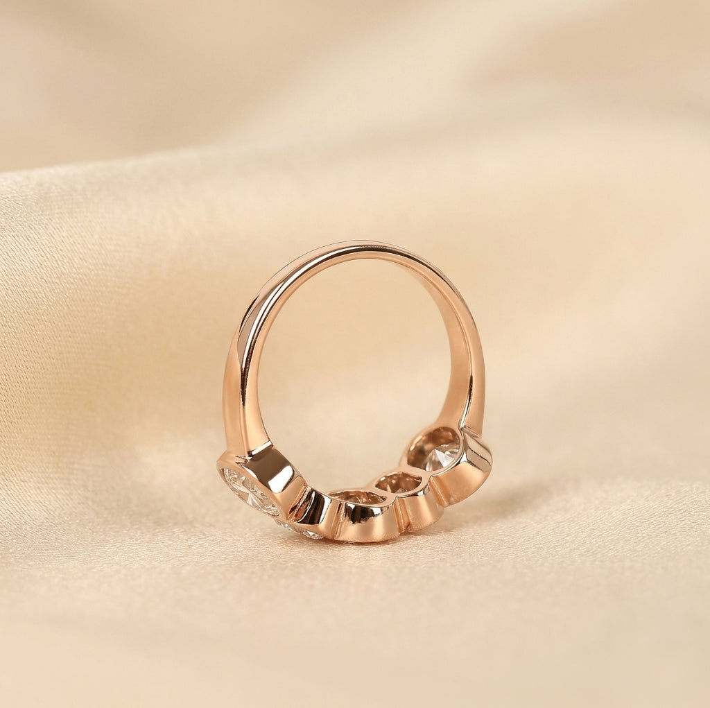 Oval Lab Grown Diamond Bezel Band in 10K Rose Gold 3.35 CTW