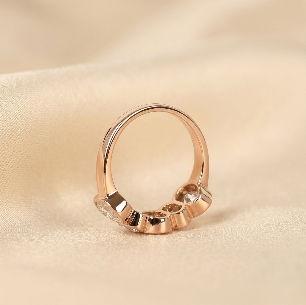 Oval Lab Grown Diamond Bezel Band in 10K Rose Gold 3.35 CTW