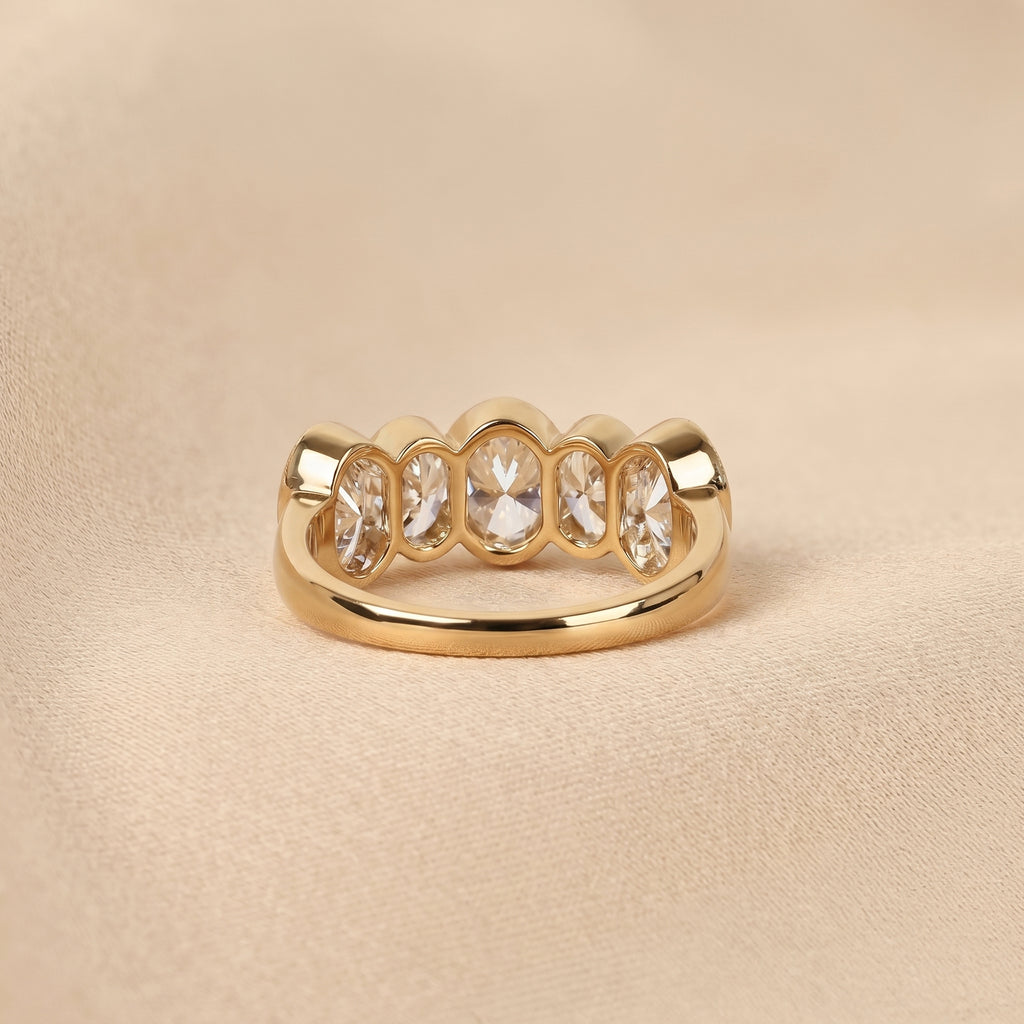 Oval Lab Grown Diamond Bezel Band in 10K Yellow Gold 3.35 CTW