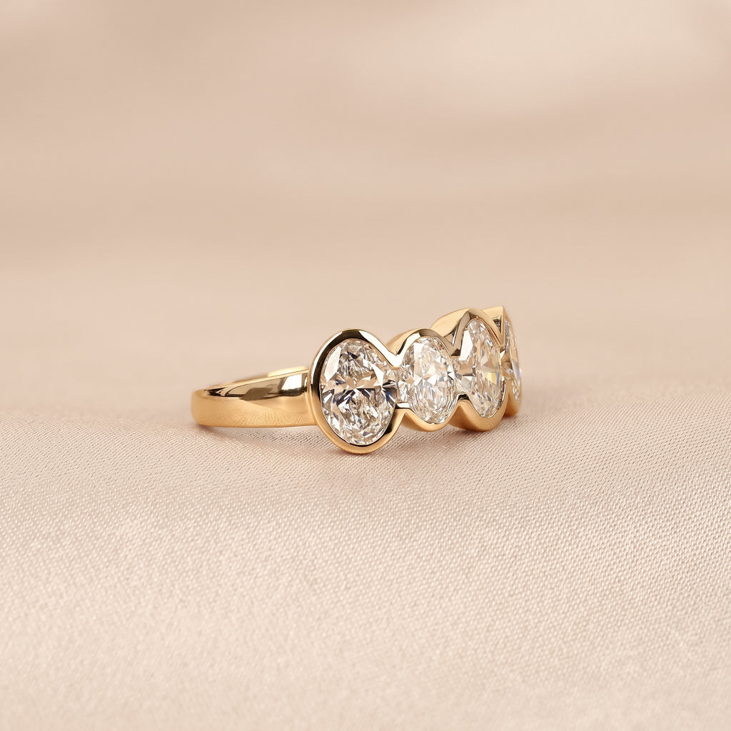 Oval Lab Grown Diamond Bezel Band in 14K Yellow Gold 3.35 CTW