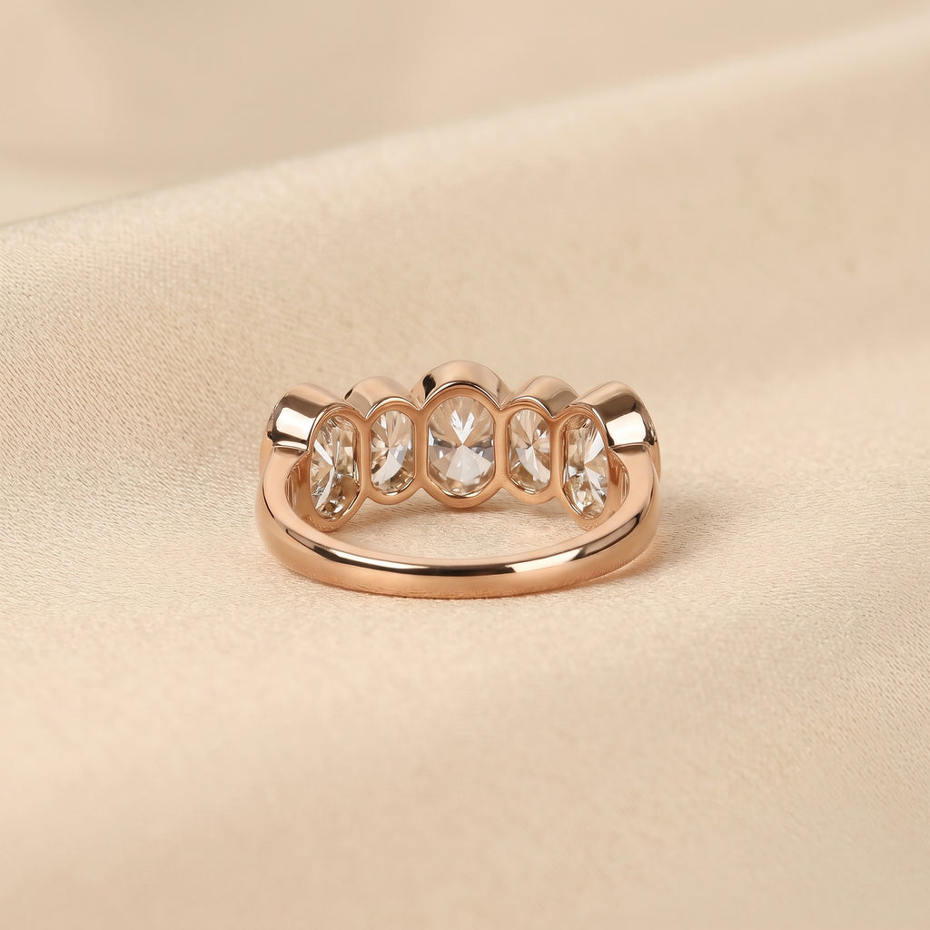 Oval Lab Grown Diamond Bezel Band in 18K Rose Gold 3.35 CTW