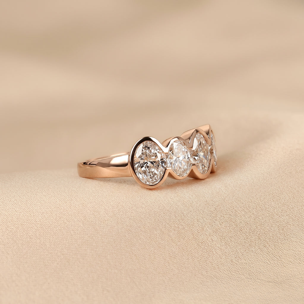 Oval Lab Grown Diamond Bezel Band in 18K Rose Gold 3.35 CTW