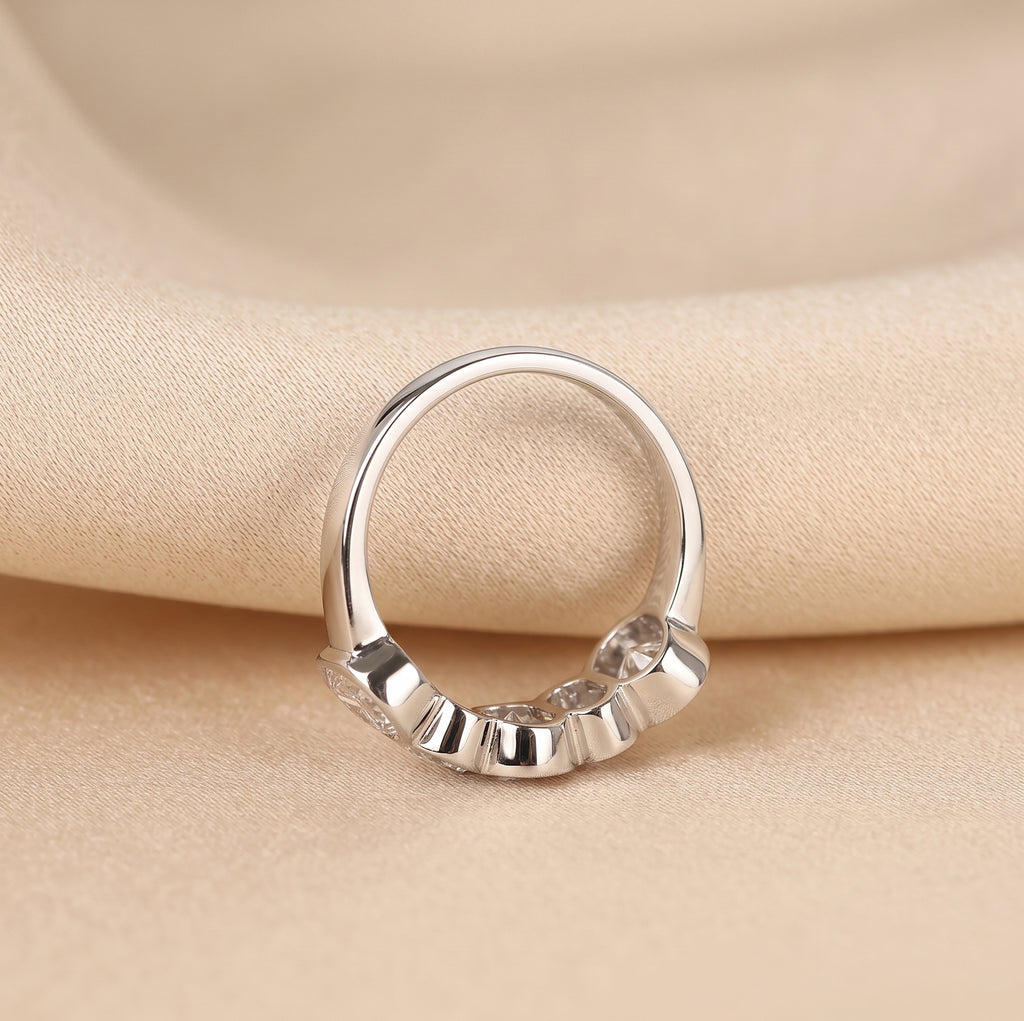 Oval Lab Grown Diamond Bezel Band in 18K White Gold 3.35 CTW