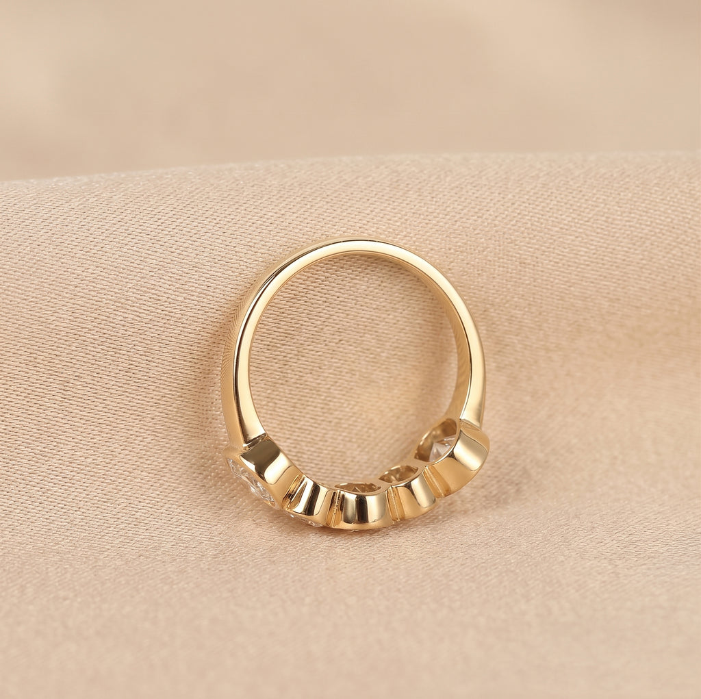 Oval Lab Grown Diamond Bezel Band in 18K Yellow Gold 3.35 CTW