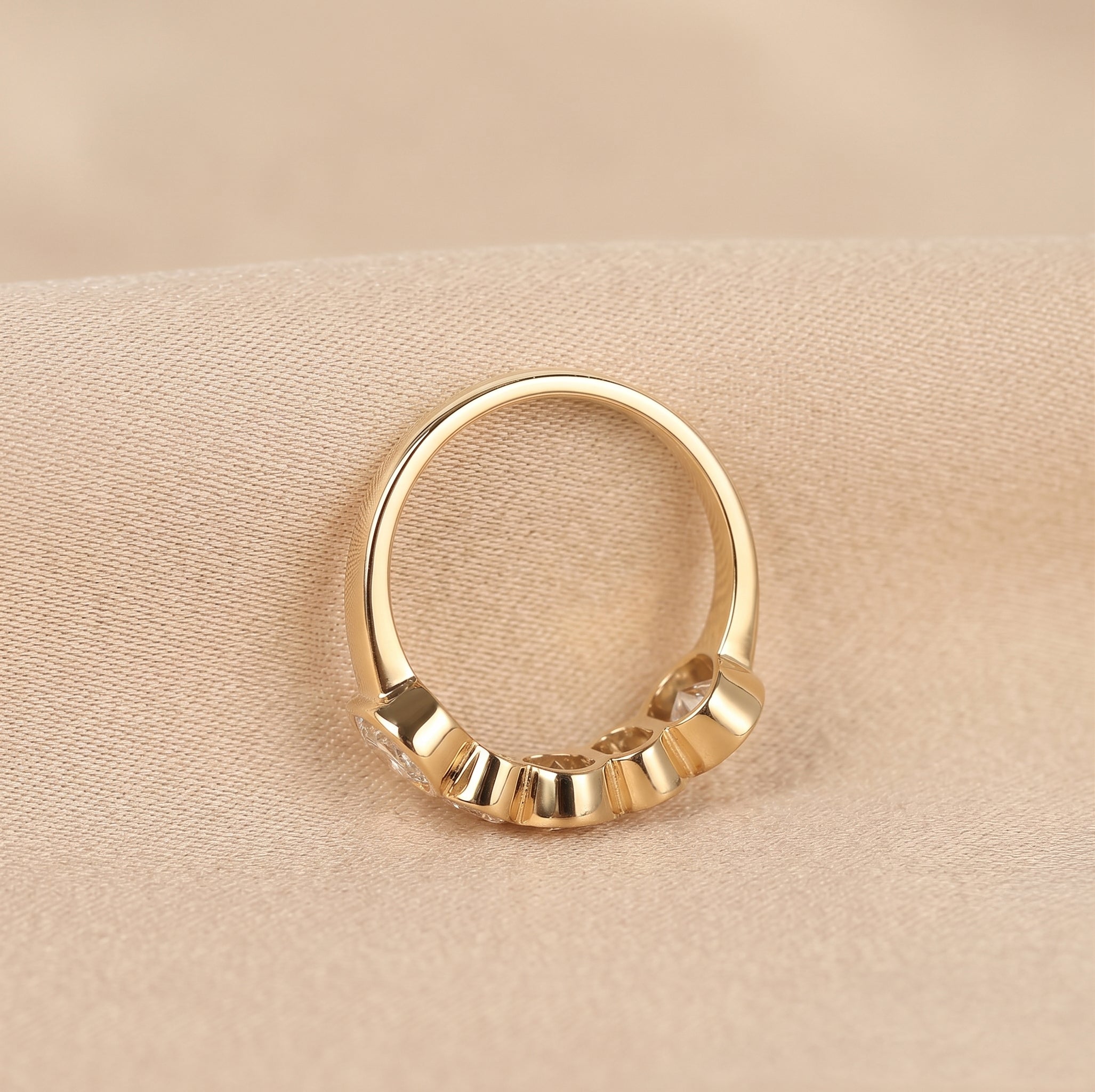 Oval Lab Grown Diamond Bezel Band in 18K Yellow Gold 3.35 CTW