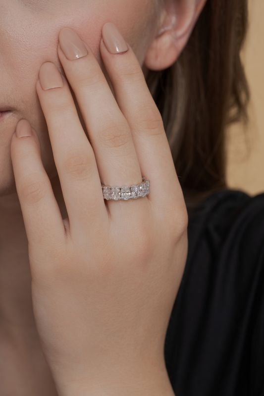 Oval Lab Grown Diamond Eternity Band in 14K Rose Gold 8 CTW