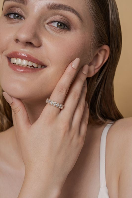 Oval Lab Grown Diamond Eternity Band in 14K Yellow Gold 8 CTW