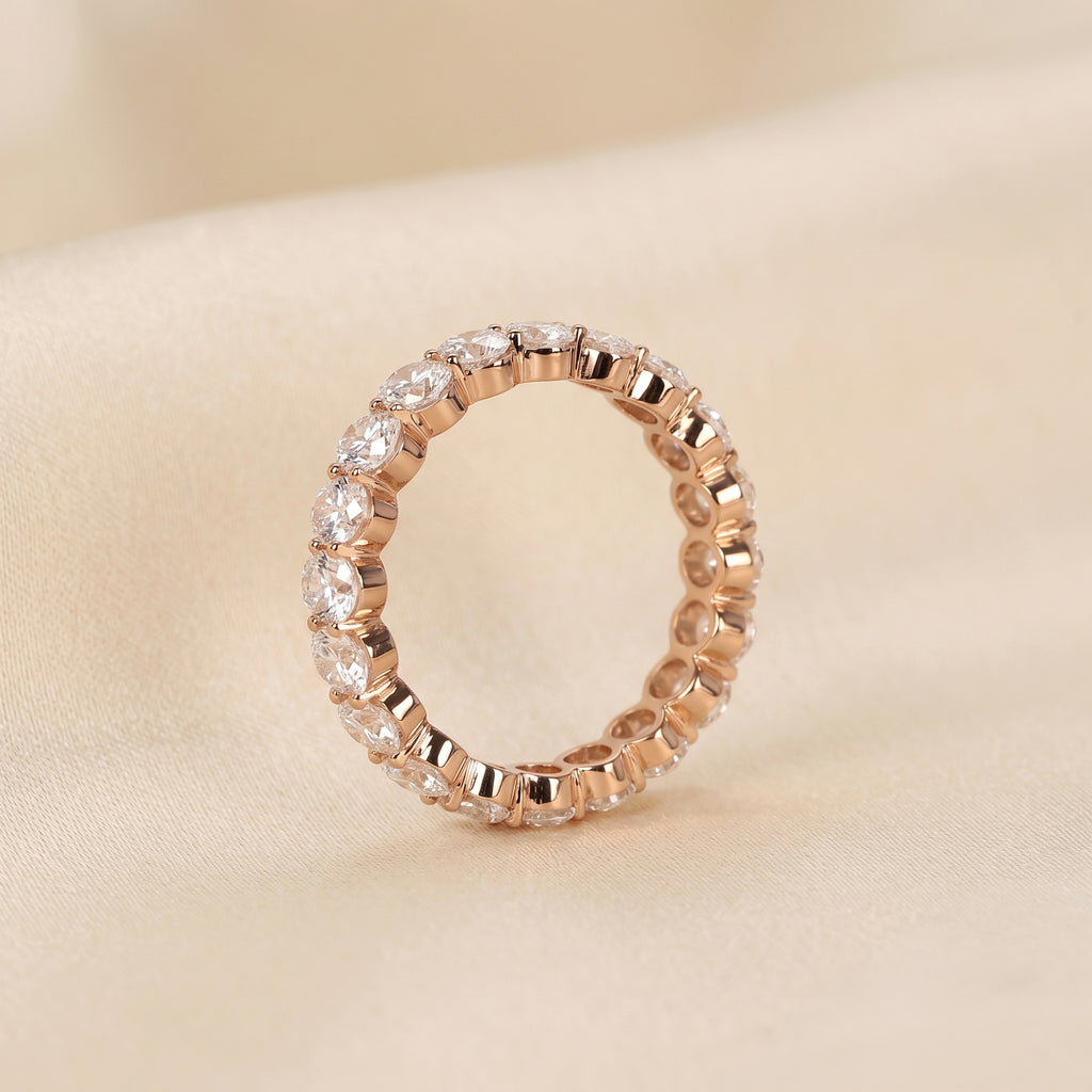 Oval Lab Grown Diamond Eternity Band in 10K Rose Gold 3.6 CTW