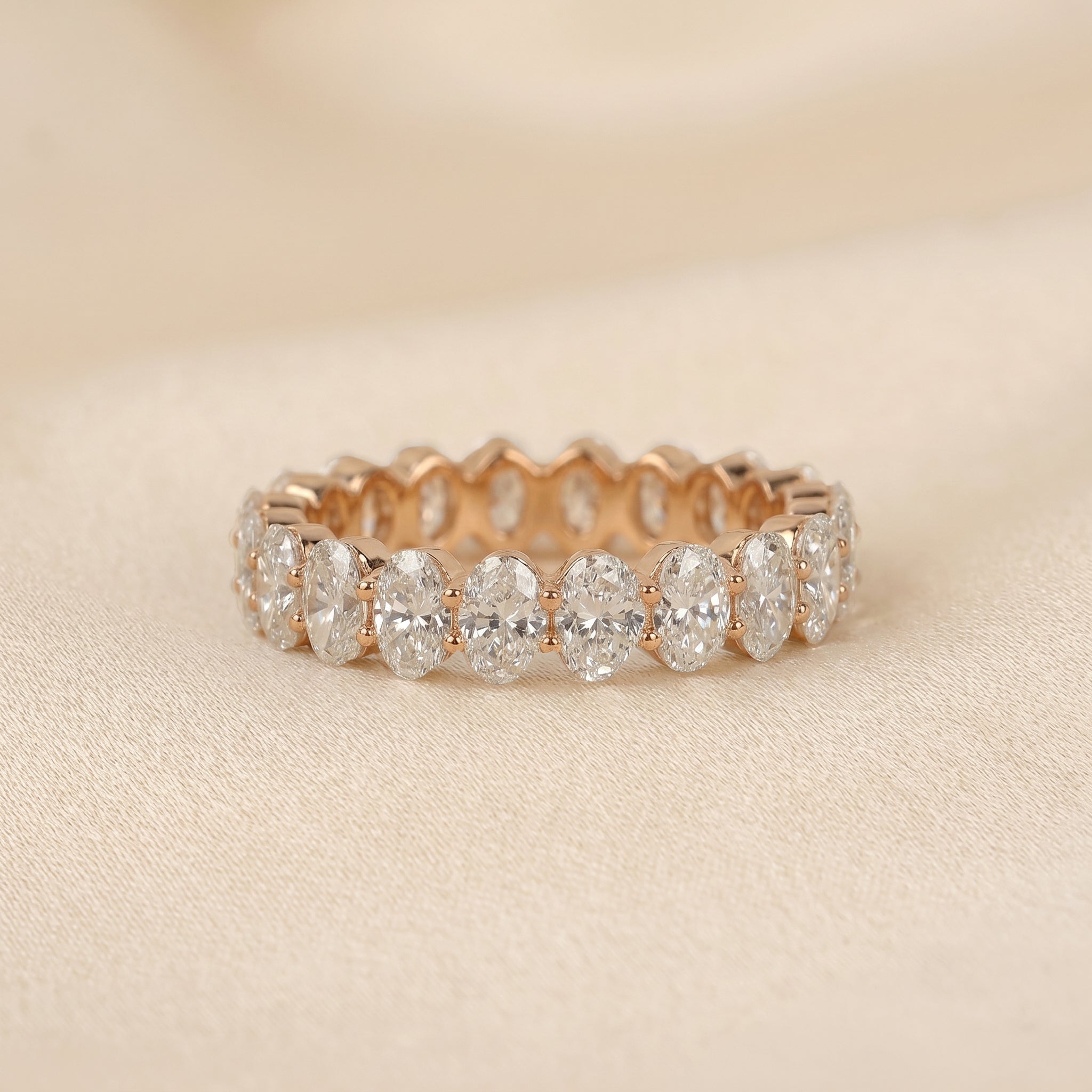 Oval Lab Grown Diamond Eternity Band in 10K Rose Gold 3.6 CTW